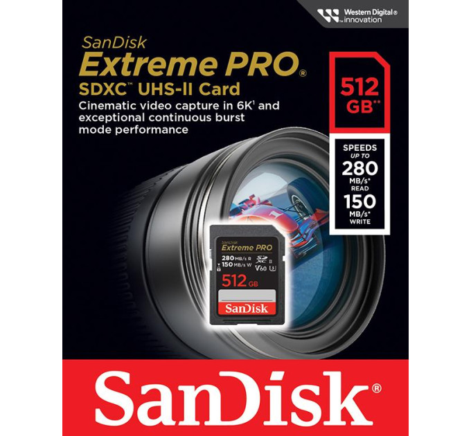 SanDisk Карта пам'яті SanDisk 512GB SDXC class 10 UHS-II U3 V60 (SDSDXEP-512G-GN4IN)