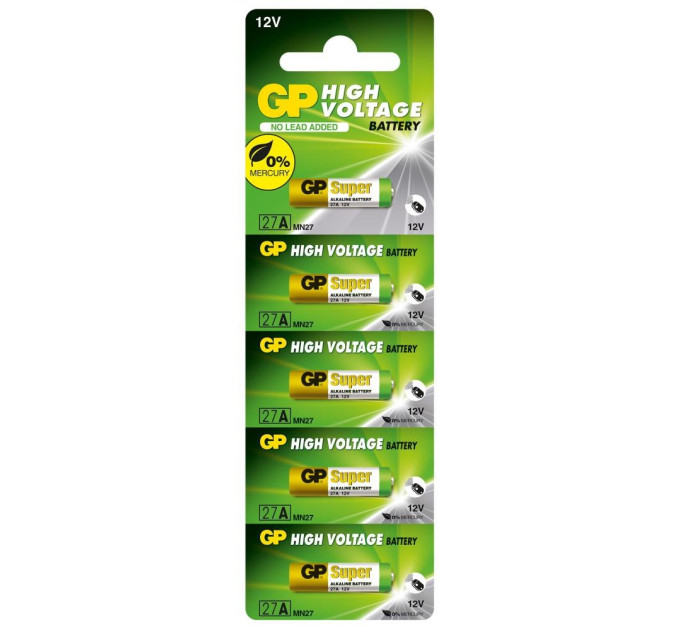 Gp Батарейка GP Batteries 27A 12В Alkaline 5шт (27AF-U5)