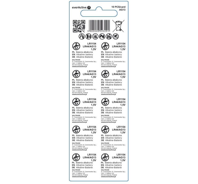 everActive Батарейка everActive LR44 BL 10шт