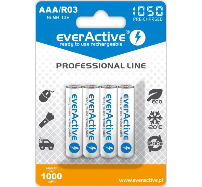 everActive Аккумулятор everActive AAA/HR03 Ni-MH 1050mAh BL 4шт