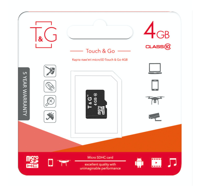 T&G Карта пам`ятi MicroSDHC 4GB Class 10 T&G (TG-4GBSDCL10-00)