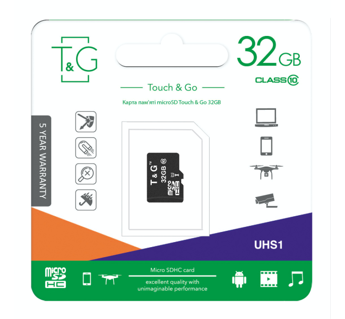 T&G Карта пам`ятi MicroSDHC 32GB UHS-I Class 10 T&G (TG-32GBSD10U1-00)