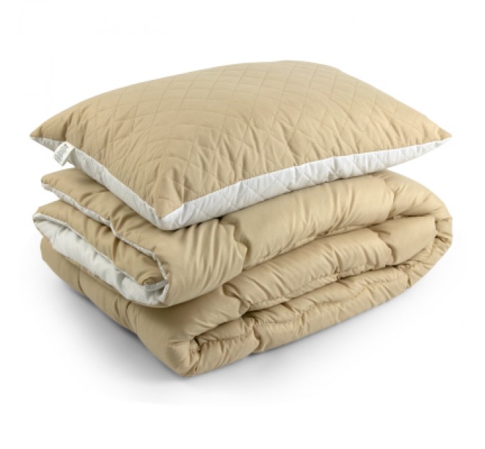 Руно Ковдра Руно набір ковдра 140х205 + 1 подушка 50х70 силіконова Бежева (К_924.52СЛ300_Бежевий)