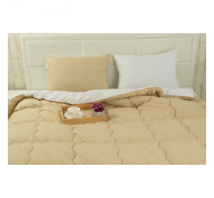 Руно Ковдра Руно набір ковдра 140х205 + 1 подушка 50х70 силіконова Бежева (К_924.52СЛ300_Бежевий)