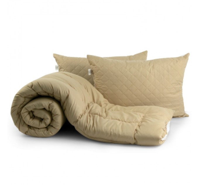 Руно Ковдра Руно набір ковдра 200х220 + 2 подушки 50х70 силіконові Бежевий (К_925.52СЛ300_Бежевий)