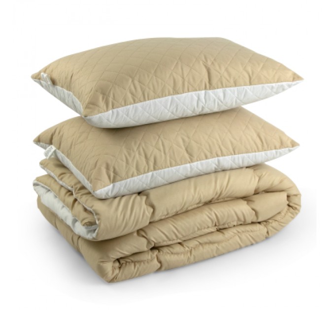 Руно Ковдра Руно набір ковдра 200х220 + 2 подушки 50х70 силіконові Бежевий (К_925.52СЛ300_Бежевий)