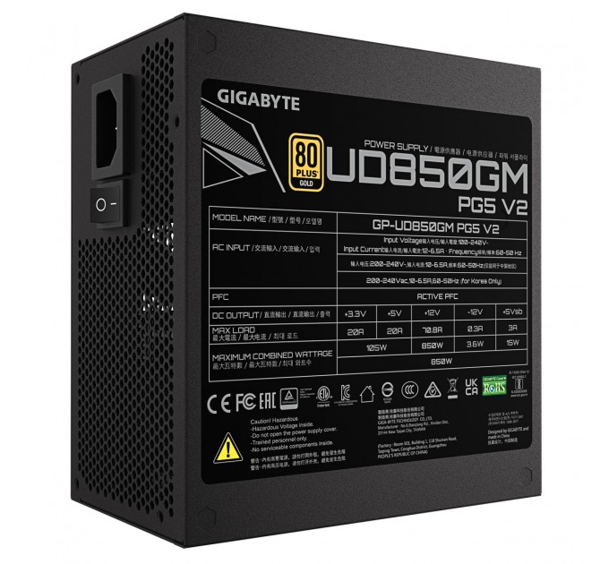 GIGABYTE Блок живлення ATX3.1 850W GP-UD850GM PG5 V2 GIGABYTE