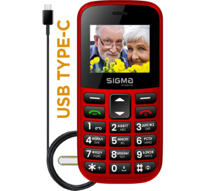 Sigma Мобільний телефон Sigma Comfort 50 EASY TYPE-C Red (4827798585221)