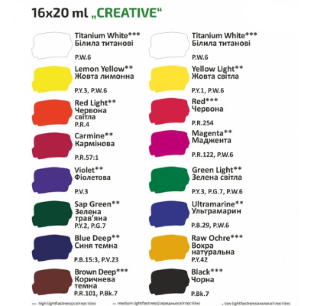 Rosa Гуашеві фарби Rosa Studio Creative 16*20 мл (4823098531609)