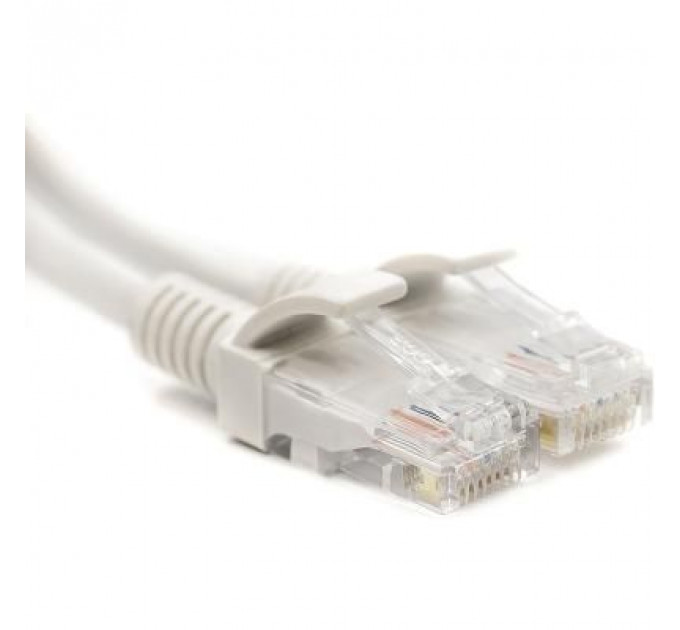 Патч-корд 0.5м, UTP, cat.5e, CU, white PowerPlant (CA911530)