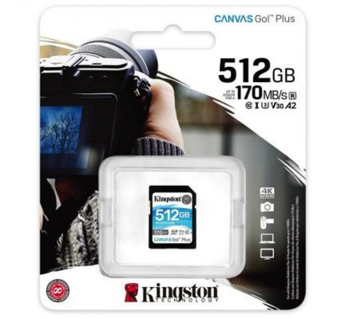 Kingston Карта пам'яті Kingston 512GB SDXC class 10 UHS-I U3 Canvas Go Plus (SDG3/512GB)