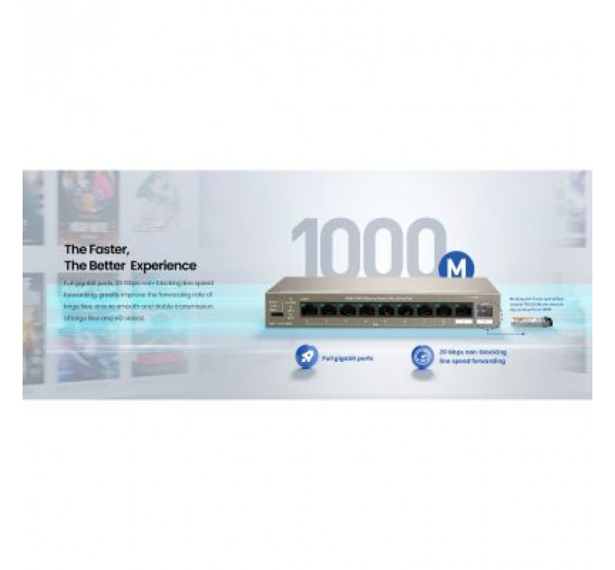 Комутатор мережевий Tenda TEG1110PF-8-102W