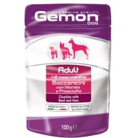 Вологий корм для собак Gemon Dog Wet Adult шматочки з яловичиною та шинкою 100 г (8009470300605)