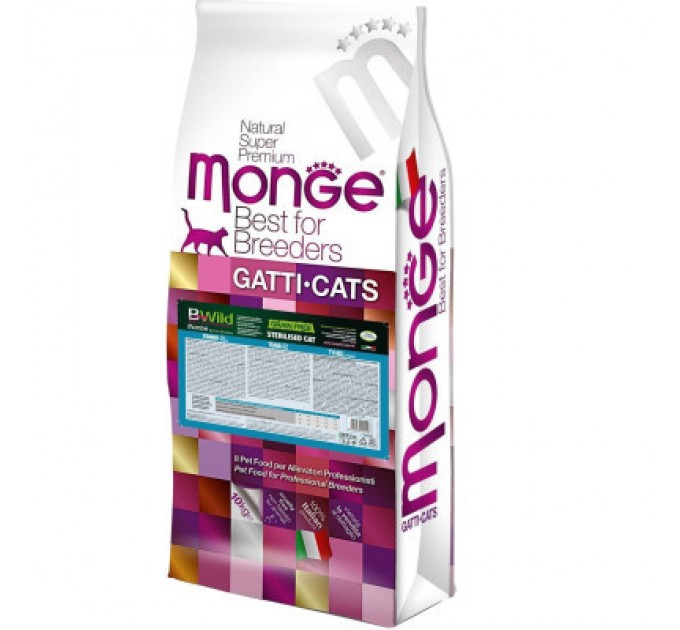 Monge Сухий корм для кішок Monge Cat Bwild Grain Free Sterilised Тунець 10 кг (8009470005197)