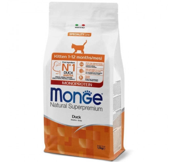 Monge Сухий корм для кішок Monge Cat Kitten з качкою 1.5 кг (8009470011099)