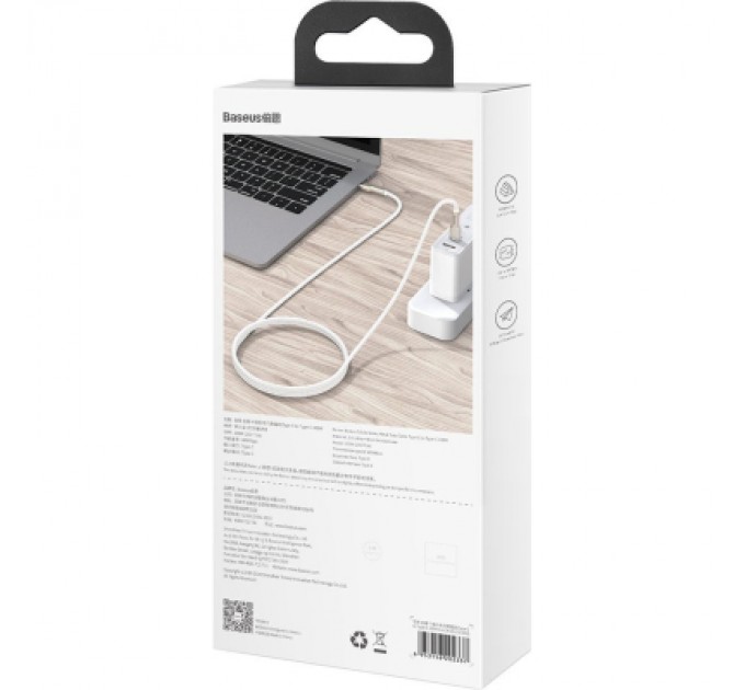 Baseus Дата кабель USB-C to USB-C 2.0m 100W metal black Baseus (CATJK-D01)