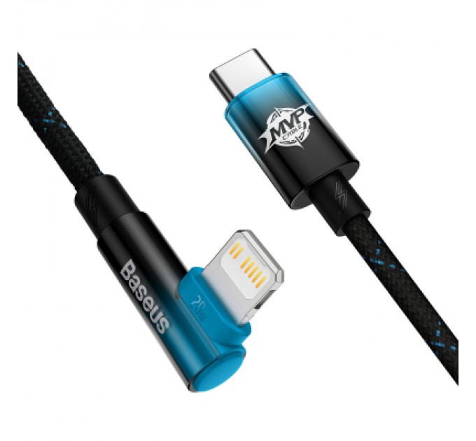 Baseus Дата кабель USB-C to Lightning 1.0m 20W 90° corner black/blue Baseus (CAVP000221)