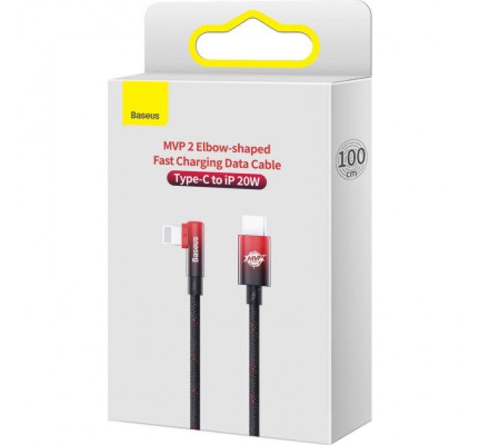 Baseus Дата кабель USB-C to Lightning 1.0m 20W 90° corner black/red Baseus (CAVP000220)