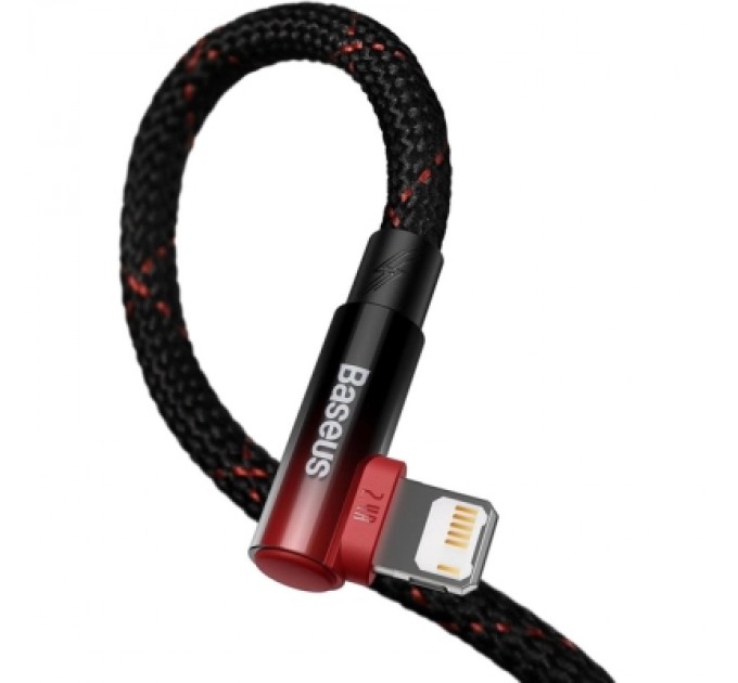 Baseus Дата кабель USB 2.0 AM to Lightning 1.0m 2.4A 90° corner black/red Baseus (CAVP000020)