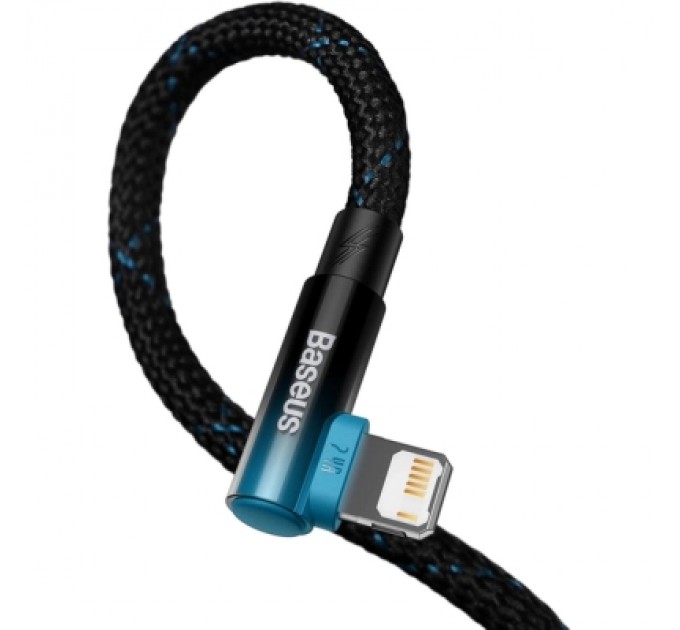 Baseus Дата кабель USB 2.0 AM to Lightning 2.0m 2.4A 90° corner black/blue Baseus (CAVP000121)