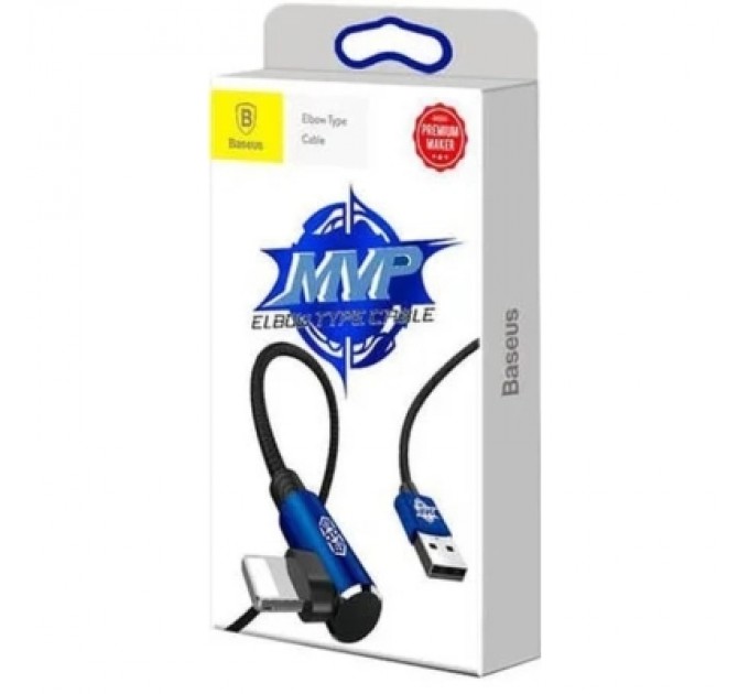 Baseus Дата кабель USB 2.0 AM to Lightning 2.0m 1.5A 90° corner blue Baseus (CALMVP-A03)