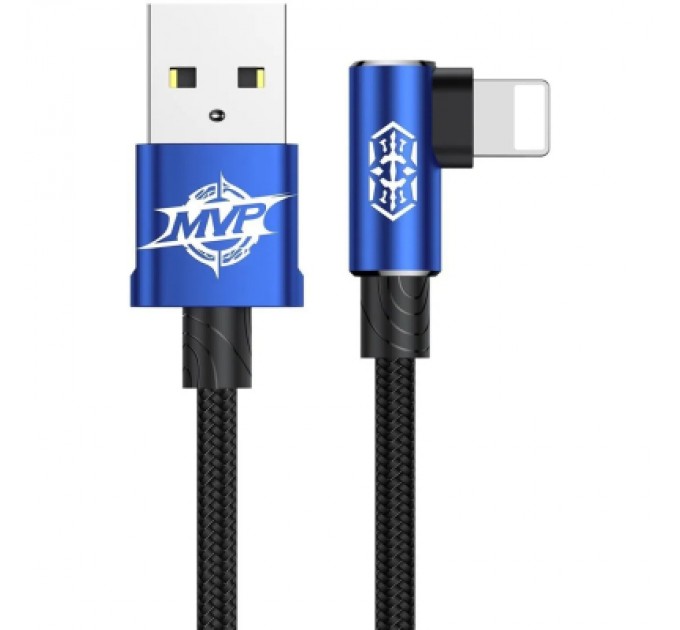 Baseus Дата кабель USB 2.0 AM to Lightning 2.0m 1.5A 90° corner blue Baseus (CALMVP-A03)