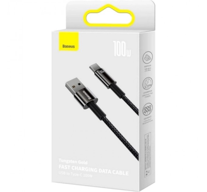 Baseus Дата кабель USB 2.0 AM to USB-C 2.0m 100W black Baseus (CAWJ000101)