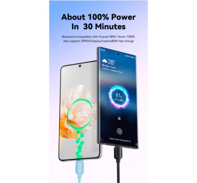 Essager Дата кабель USB 2.0 AM to USB-C 2.0m 100W blue Essager (EXC7A-WLA03-P)