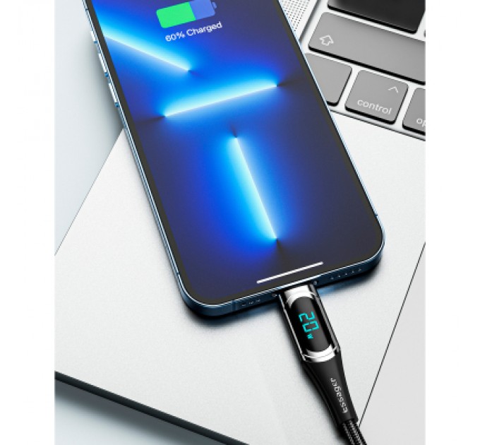 Essager Дата кабель USB-C to Lightning 1.0m 20W Digital Display black Essager (EXCTL-YD01)