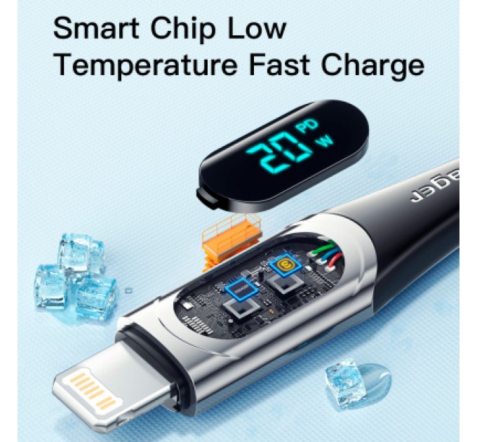 Essager Дата кабель USB-C to Lightning 2.0m 20W Digital Display blue Essager (EXCTL-YDA03)