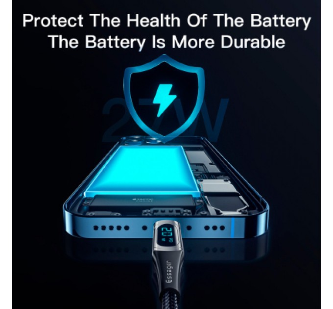 Essager Дата кабель USB-C to Lightning 2.0m 20W Digital Display blue Essager (EXCTL-YDA03)
