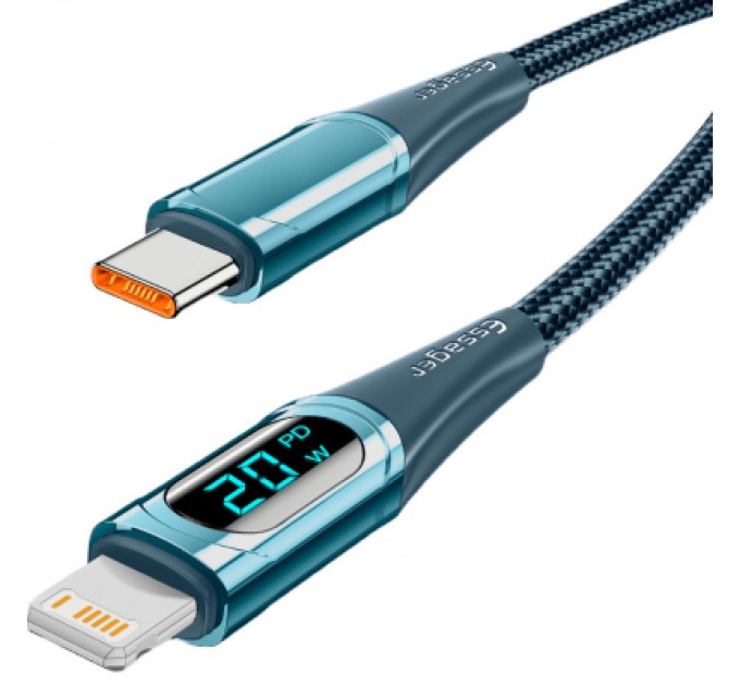 Essager Дата кабель USB-C to Lightning 2.0m 20W Digital Display blue Essager (EXCTL-YDA03)