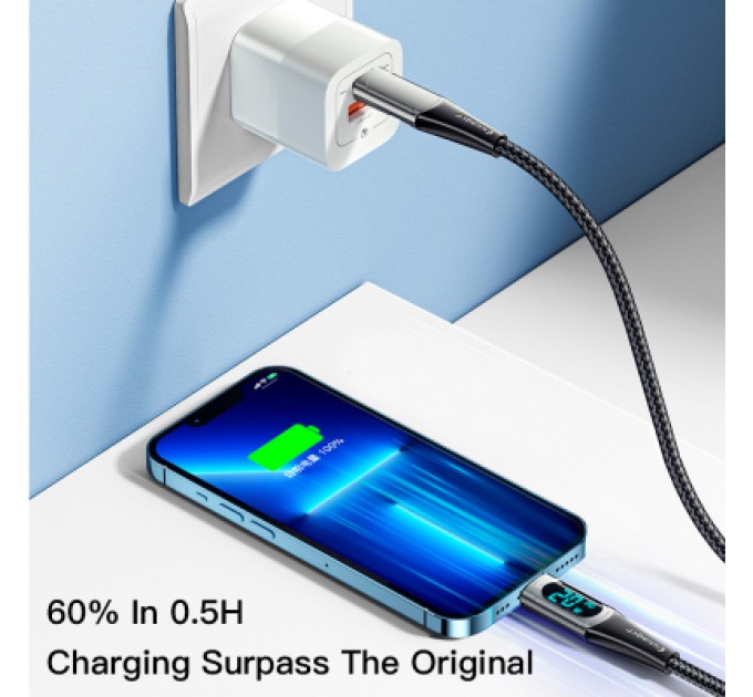 Essager Дата кабель USB-C to Lightning 2.0m 20W Digital Display blue Essager (EXCTL-YDA03)