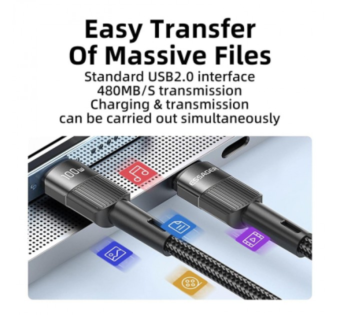 Essager Дата кабель USB-C to USB-C 1.0m 100W black Essager (EXCTT1-XC01)