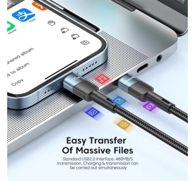 Essager Дата кабель USB-C to USB-C 2.0m 100W blue Essager (EXCTT1-XCA03)