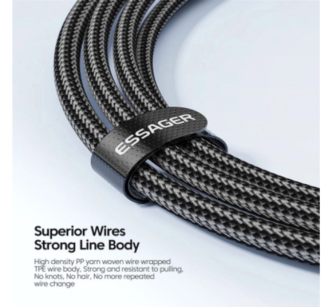 Essager Дата кабель USB-C to USB-C 2.0m 100W blue Essager (EXCTT1-XCA03)