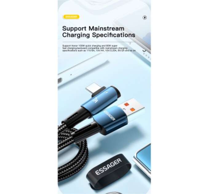 Essager Дата кабель USB 2.0 AM to USB-C 1.0m 100W blue Essager (EXCWT7A-CG03-P)