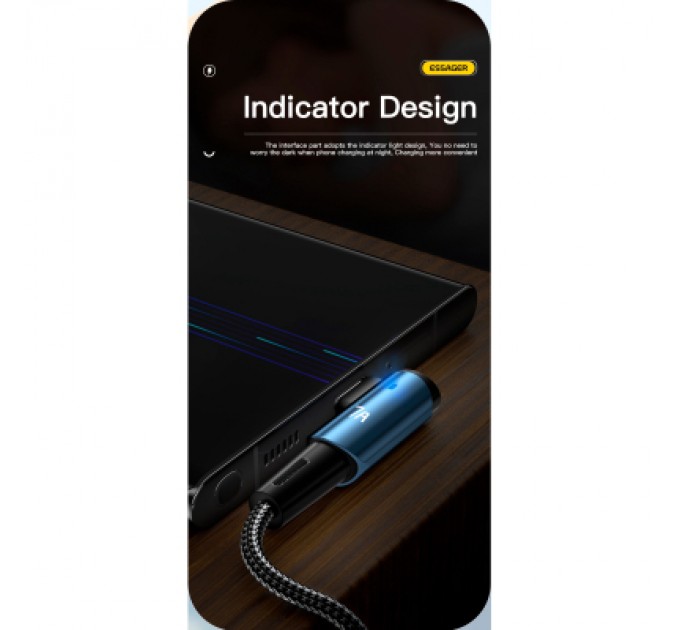 Essager Дата кабель USB 2.0 AM to USB-C 1.0m 100W blue Essager (EXCWT7A-CG03-P)