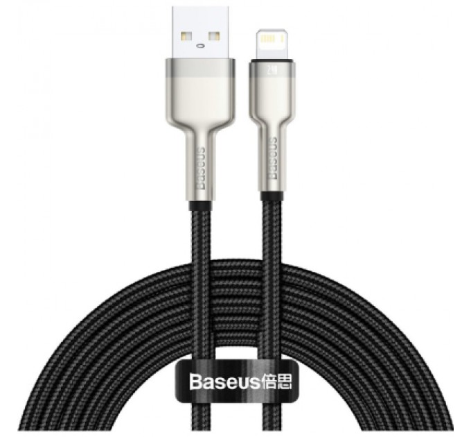 Baseus Дата кабель USB 2.0 AM to Lightning 2.0m 2.4A metal black Baseus (CALJK-B01)