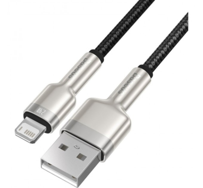 Baseus Дата кабель USB 2.0 AM to Lightning 2.0m 2.4A metal black Baseus (CALJK-B01)