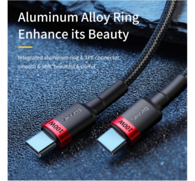 Baseus Дата кабель USB-C to USB-C 2.0m PD2.0 100W (20V/5A) red+black Baseus (CATKLF-AL91)