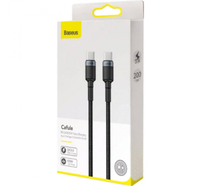 Baseus Дата кабель USB-C to USB-C 2.0m 100W 5A black-grey Baseus (CATKLF-ALG1)