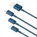 Baseus Дата кабель USB 2.0 AM to Lightning + Micro 5P + Type-C 1.5m 3.5A blue Baseus (CAMLTYS-03)