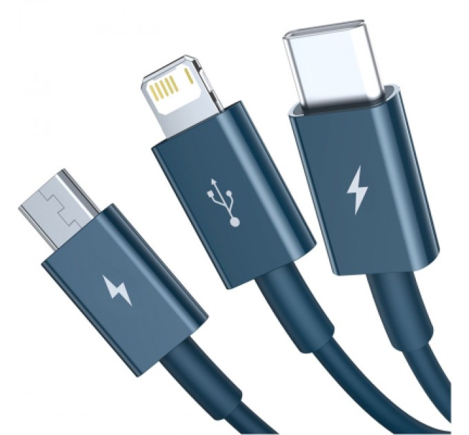 Baseus Дата кабель USB 2.0 AM to Lightning + Micro 5P + Type-C 1.5m 3.5A blue Baseus (CAMLTYS-03)
