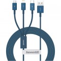 Baseus Дата кабель USB 2.0 AM to Lightning + Micro 5P + Type-C 1.5m 3.5A blue Baseus (CAMLTYS-03)
