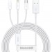 Baseus Дата кабель USB 2.0 AM to Lightning + Micro 5P + USB-C 1.5m 3.5A white Baseus (CAMLTYS-02)