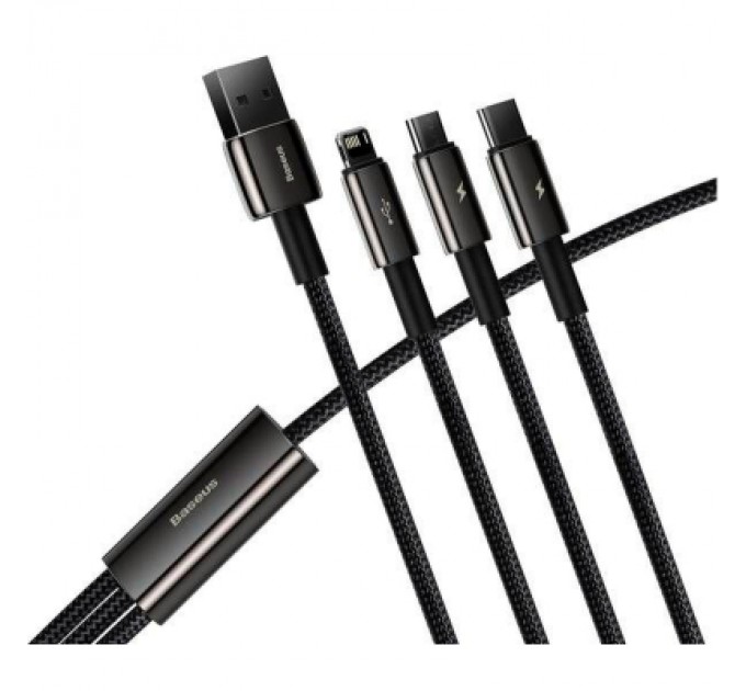 Baseus Дата кабель USB 2.0 AM to Lightning + Micro 5P + Type-C 1.5m 3.5A black Baseus (CAMLTWJ-01)