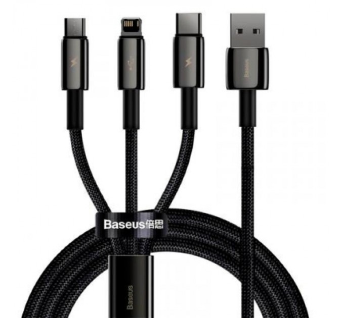 Baseus Дата кабель USB 2.0 AM to Lightning + Micro 5P + Type-C 1.5m 3.5A black Baseus (CAMLTWJ-01)