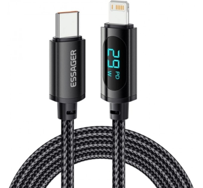Essager Дата кабель USB-C to Lightning 1.0m 29W LED black Essager (EXCTL-XY01-P)