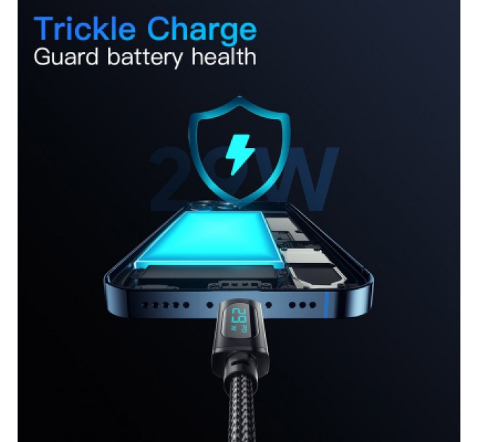 Essager Дата кабель USB-C to Lightning 1.0m 29W LED black Essager (EXCTL-XY01-P)